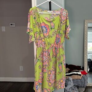 Bright Lime Green Paisley Maxi Dress